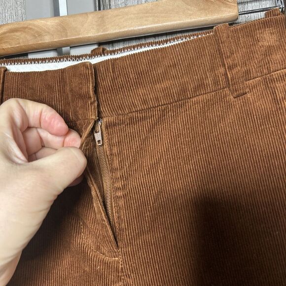 J Crew Corduroy Flare Pants Cropped Brown Color Zip Pockets Size 2 - Picture 3 of 8